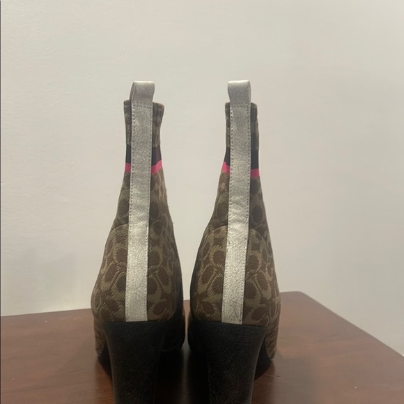 Coach Brown Heeled Boots with Textured Pattern - Picture 3 of 4